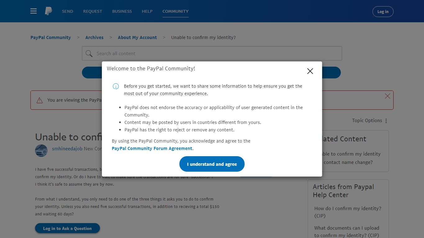 Unable to confirm my identity? - PayPal Community